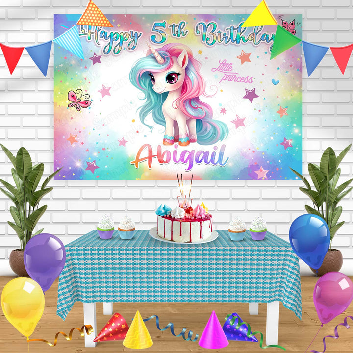 Little Pony Rainbow Princess Bn Birthday Banner Personalized Party Backdrop Decoration