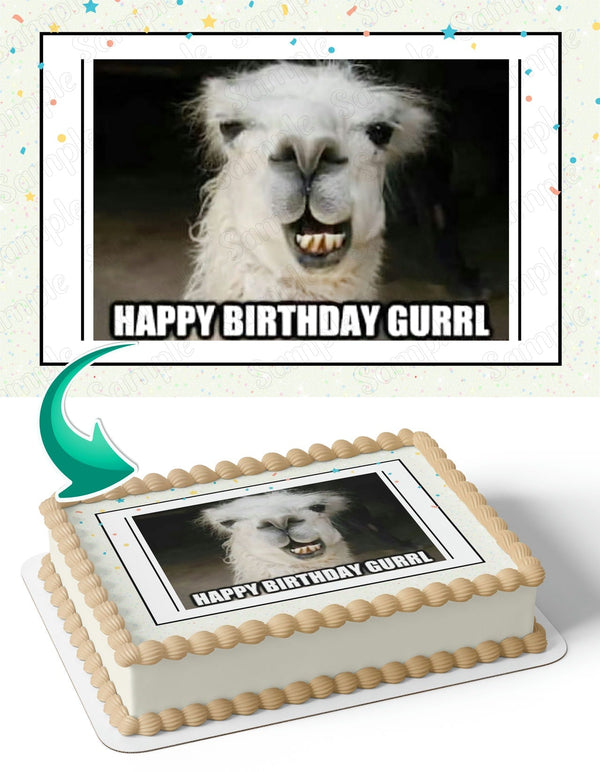 Llama Alpaca Meme M3 Edible Cake Toppers