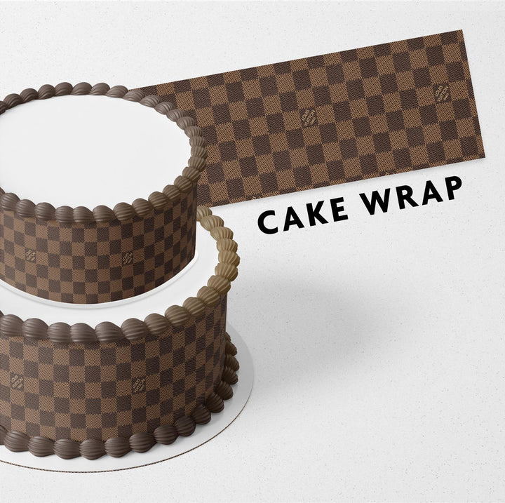 Louis Vuitton Checkerboard Neverfull Damier Strips Edible Cake Toppers Cake Wraps