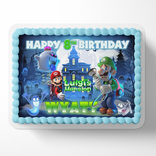 Luigi Mansion Mario Kids Gamers Nintendo Edible Cake Toppers