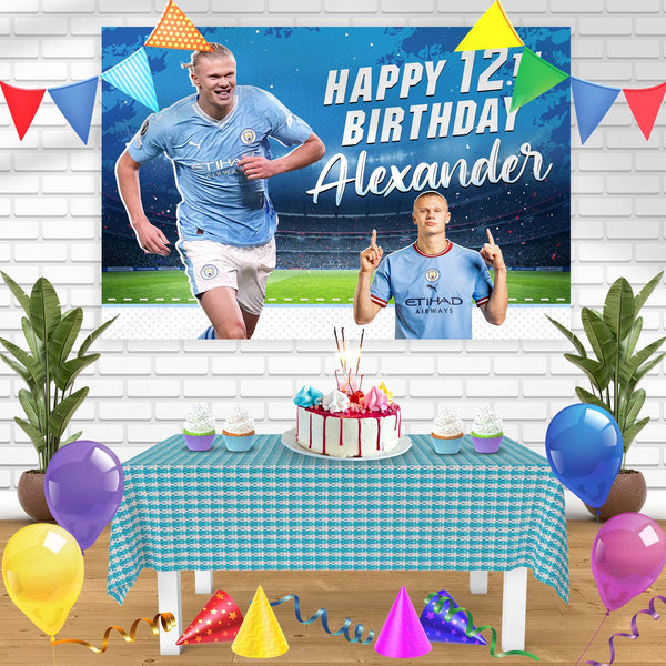 Manchester City Erling Haaland Bn Birthday Banner Personalized Party Backdrop Decoration