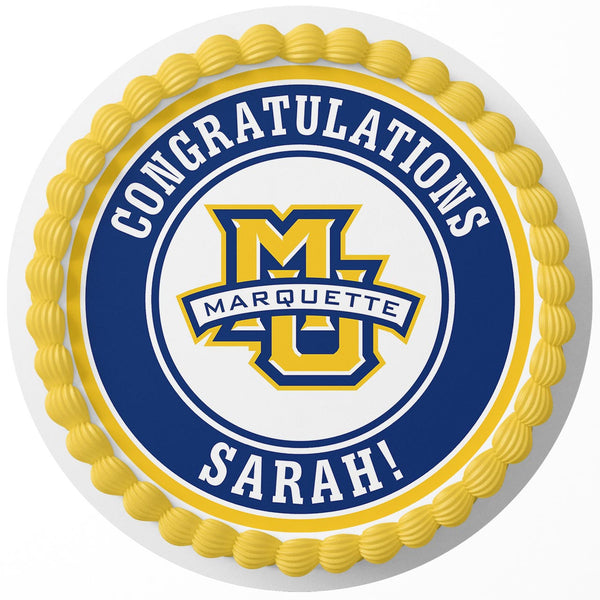 Marquette University Rd Edible Cake Toppers Round