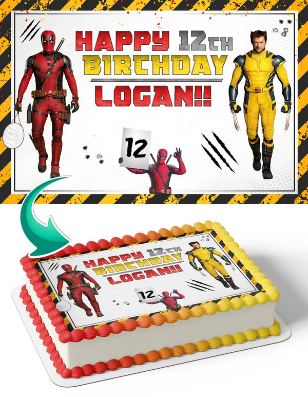 Marvel Deadpool and Wolverine Movie 2024 Edible Cake Toppers