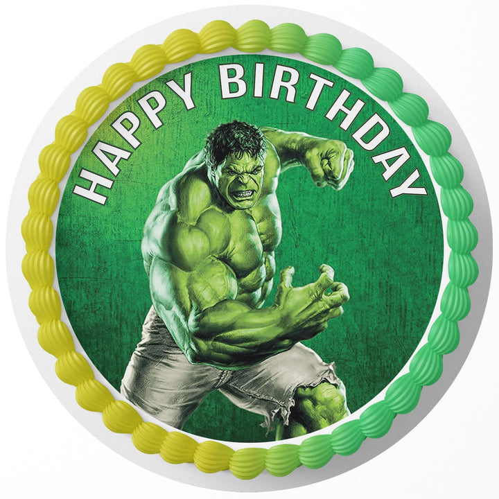 Marvel Superhero Hulk Edible Cake Toppers Round