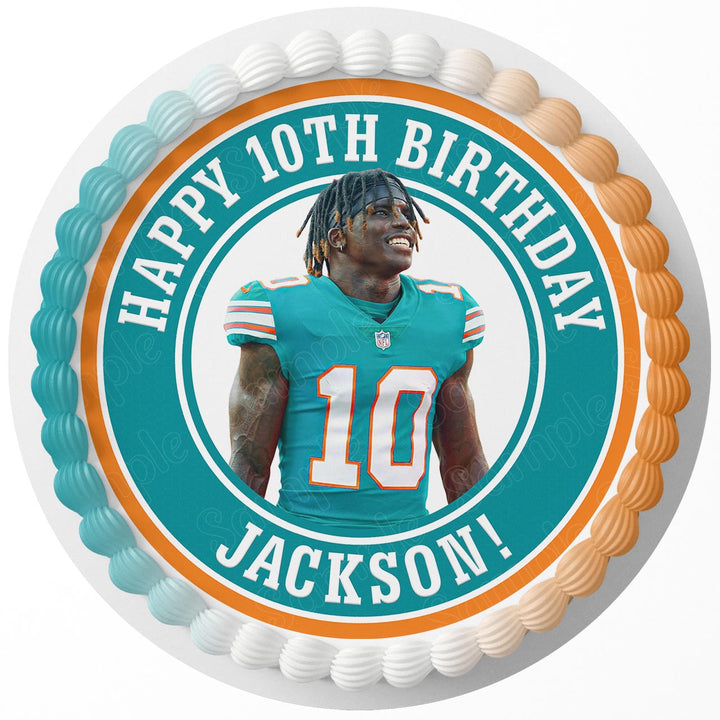 Miami Dolphins Tyreek Hill Edible Cake Toppers Round