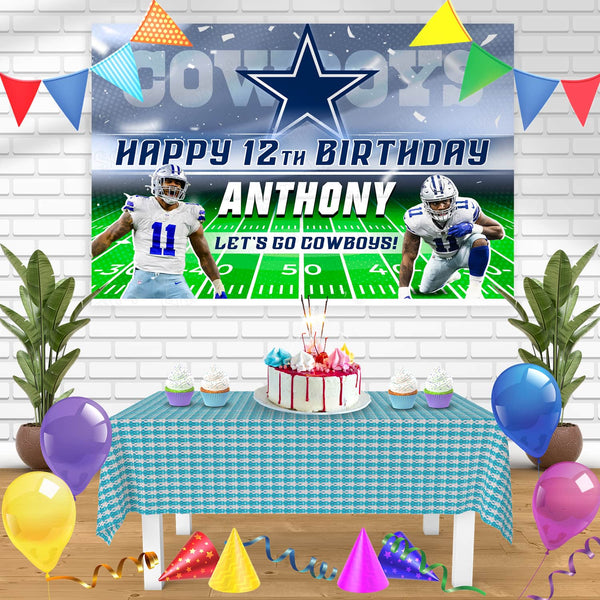 Micah Parsons Dallas Cowboys Bn Birthday Banner Personalized Party Backdrop Decoration