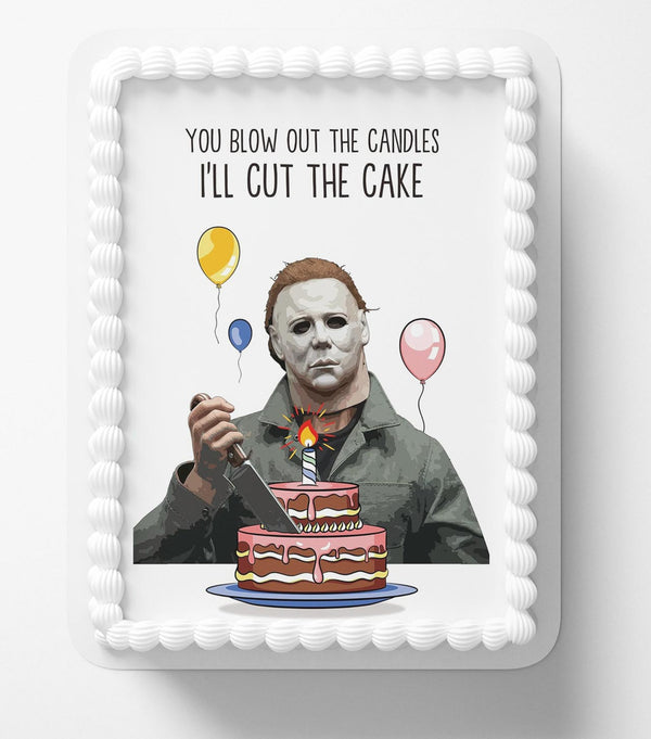 Michael Myers Cut Cake Meme Edible Cake Toppers