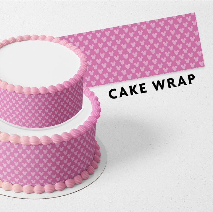 Mickey Minnie Mouse Pink Pattern Strips Edible Cake Toppers Cake Wraps