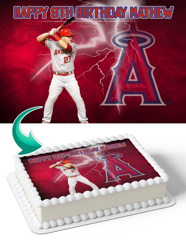 Mike Trout Angels MT Edible Cake Toppers