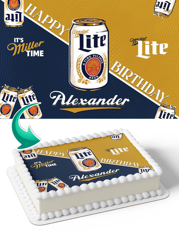 Miller Lite Beer Fans Edible Cake Toppers