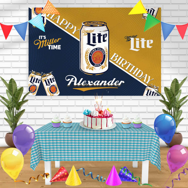 Miller Lite Beer Fans Bn Birthday Banner Personalized Party Backdrop Decoration