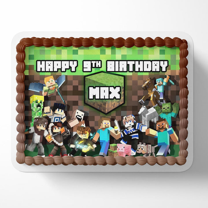 Minecraft World Kids Boys Girls Edible Cake Toppers