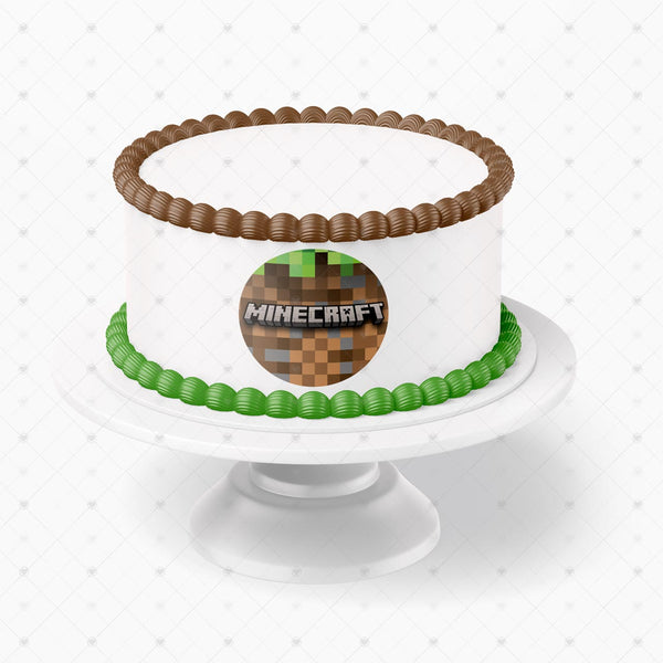 Minecraft logo Pixel Edible Cake Toppers Logos