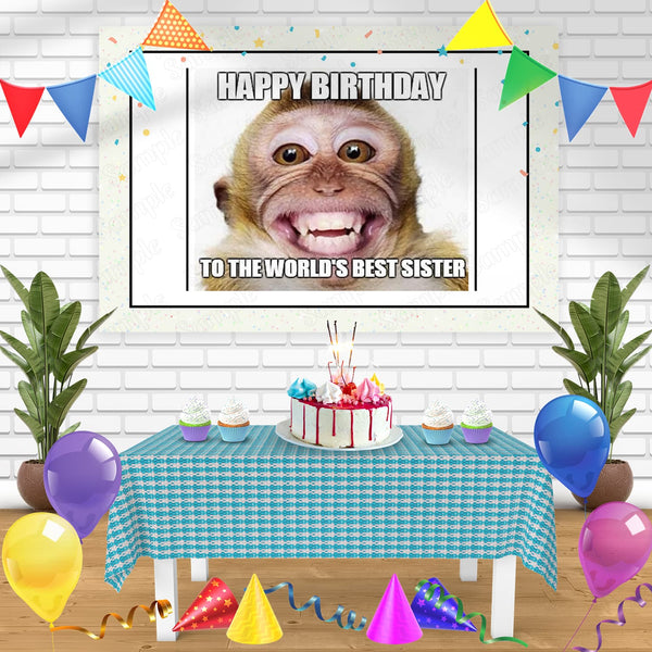 Monkey Meme Bn Birthday Banner Personalized Party Backdrop Decoration