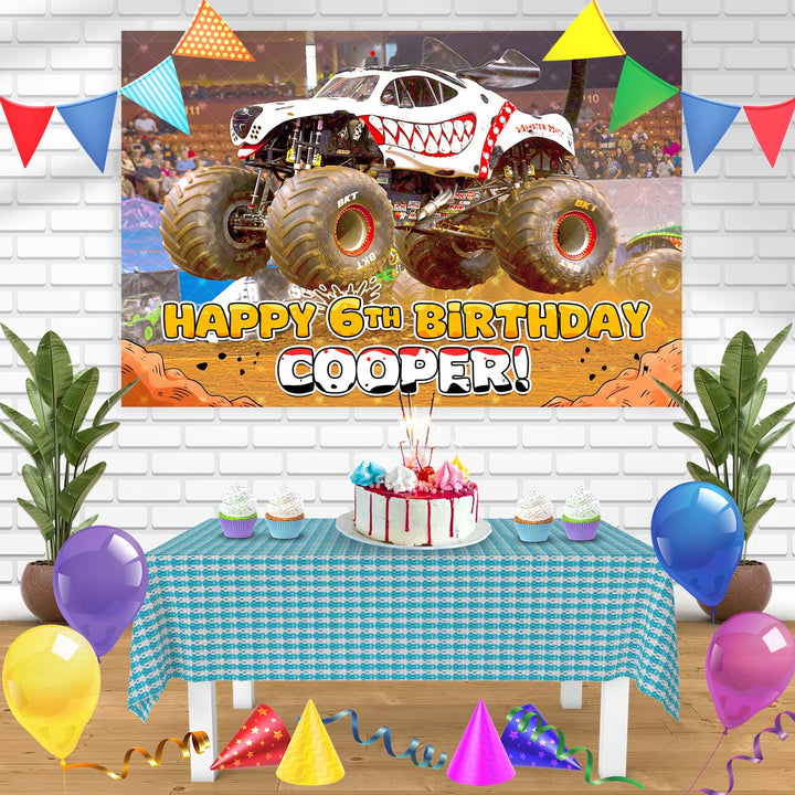 Monster Mutt Monster Truck Jam Birthday Banner Personalized Party Backdrop Decoration