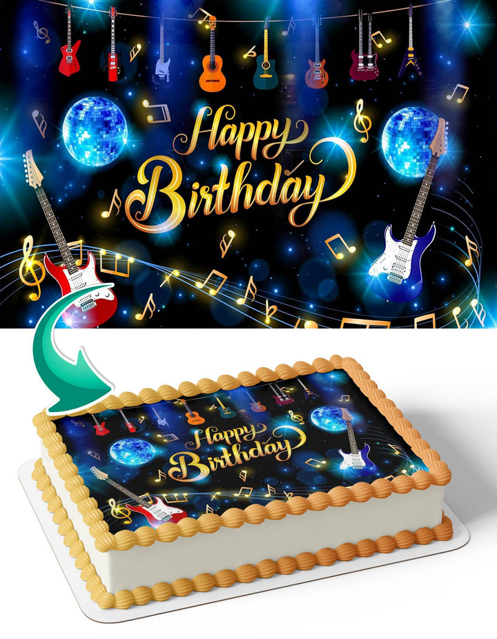 Music Electric Guitar Band Karaoke Edible Cake Toppers