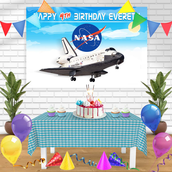 Nasa Space Suttle Astronaut Bn Birthday Banner Personalized Party Backdrop Decoration