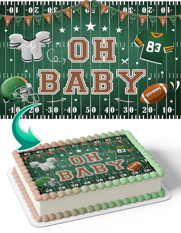 Oh Baby Football Field Baby Shower Edible Cake Toppers