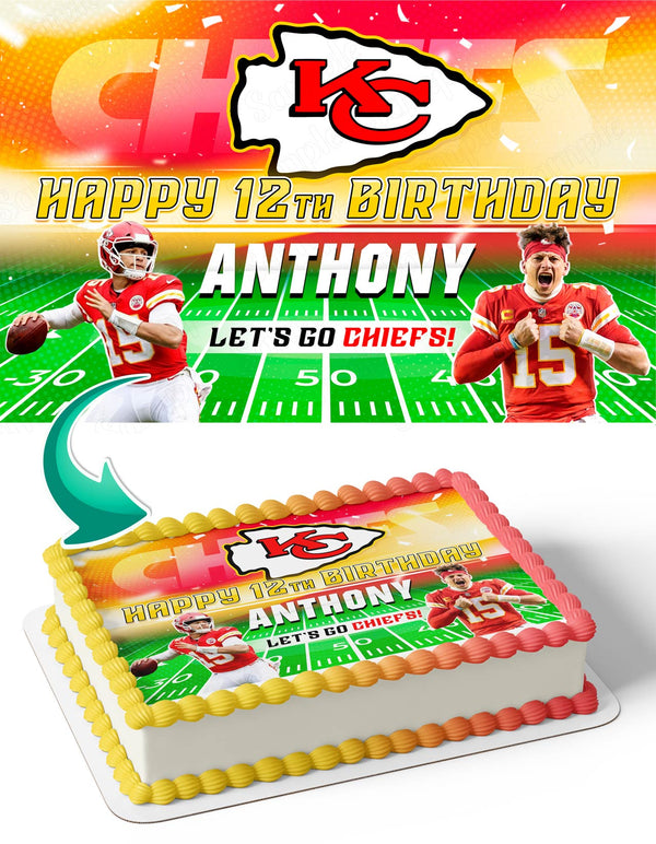 Patrick Mahomes QB Kansas City Chiefs Edible Cake Toppers