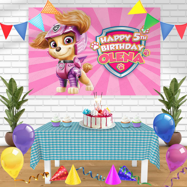 Paw Patrol Skye Pink PP Bn Birthday Banner Personalized Party Backdrop Decoration