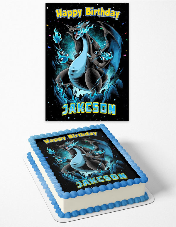 Pokemon Mega Charizard X Edible Cake Toppers