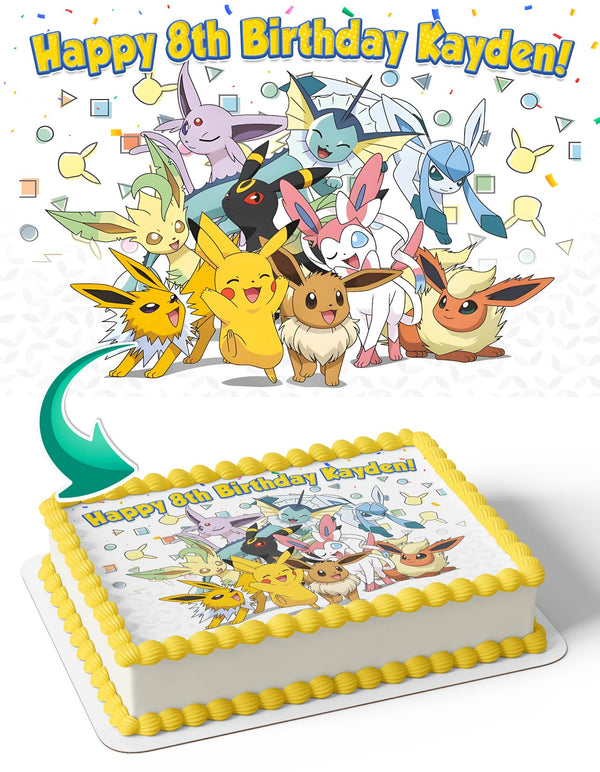 Pokemon Pikachu Eevee And Its Evolutions Edible Cake Toppers