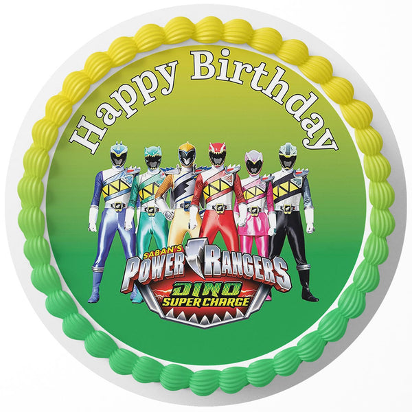 Power Rangers Dino Super Charge Edible Cake Toppers Round