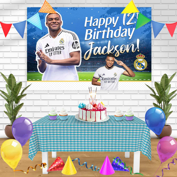 Real Madrid Kylian Mbappe Bn Birthday Banner Personalized Party Backdrop Decoration