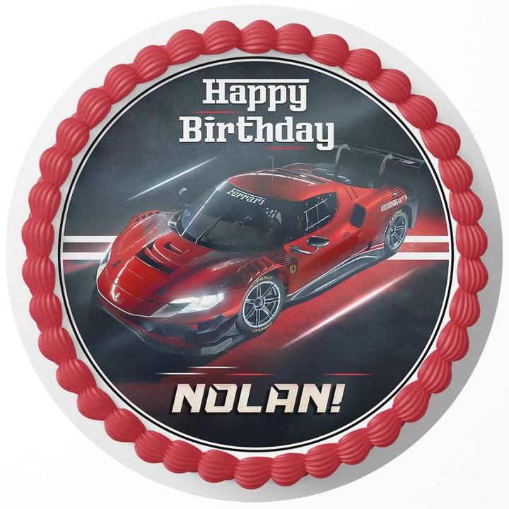 Red Ferrari 296 GT3 Rd Edible Cake Toppers Round