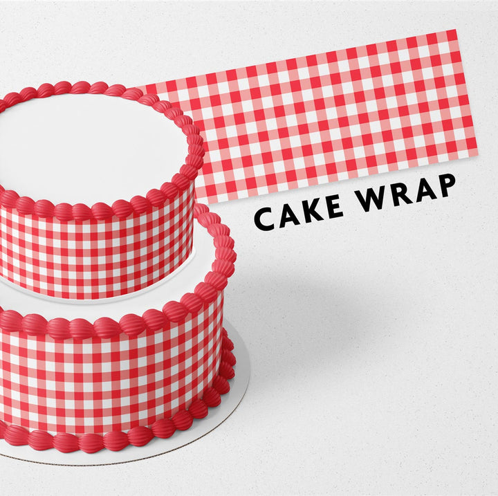 Red Gingham Strips Edible Cake Toppers Cake Wraps