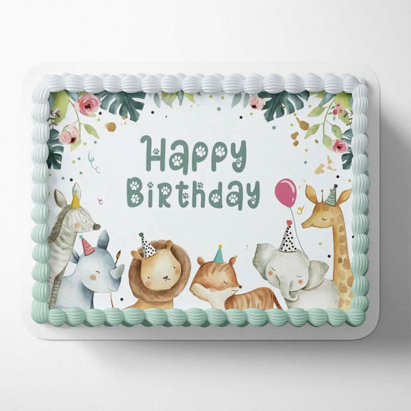 Safari Baby Animal Leaves Jungle FAS Edible Cake Toppers