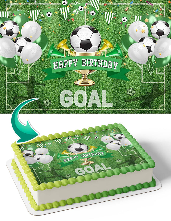 Soccer Field Goal Winner Trophy Edible Cake Toppers