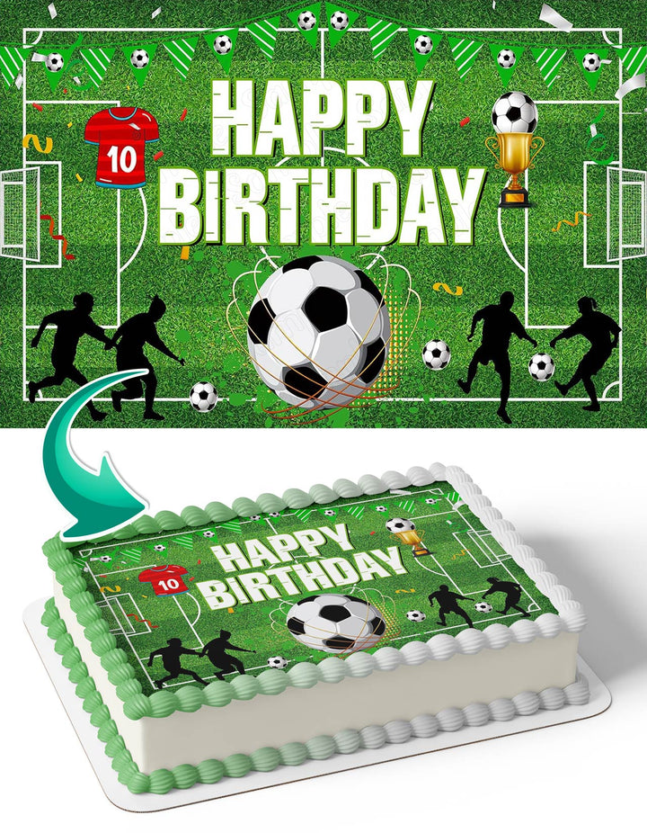 Soccer Field Winner Trophy SFT Edible Cake Toppers