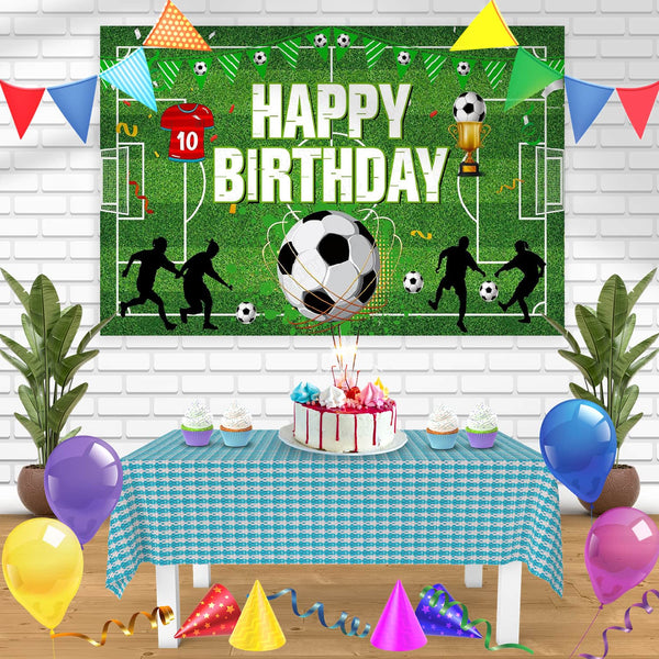 Soccer Field Winner Trophy SFT Bn Birthday Banner Personalized Party Backdrop Decoration