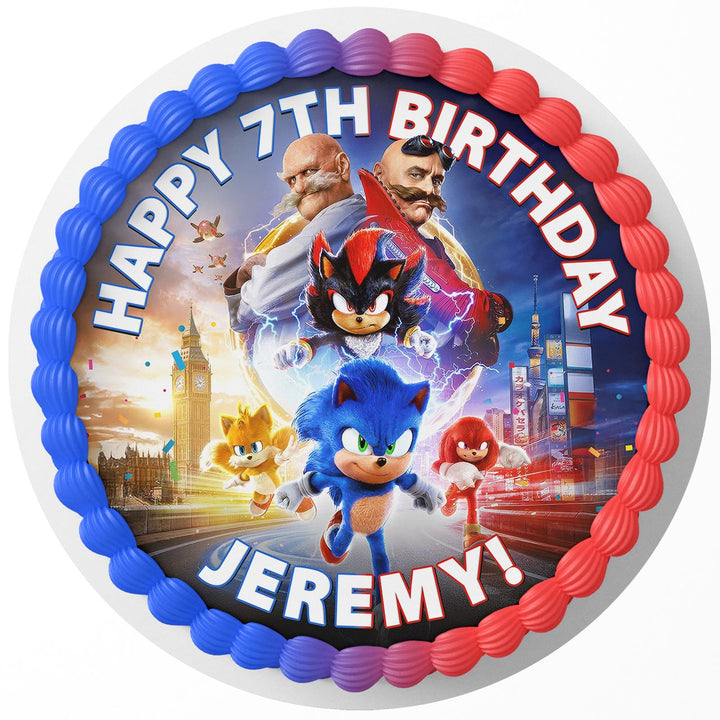Sonic the Hedgehog 3 Movie 2024 Edible Cake Toppers Round