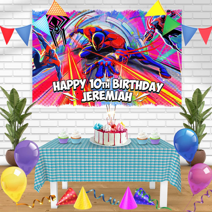 SpiderMan 2099 Across the SpiderVerse Bn Birthday Banner Personalized Party Backdrop Decoration