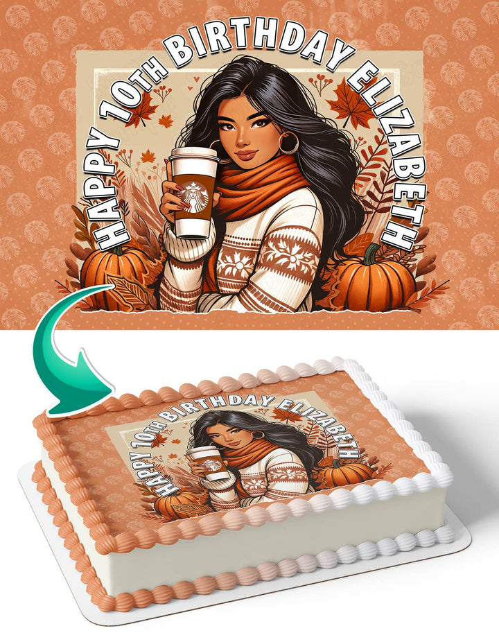 Starbucks Pumpkin Spice Latte Edible Cake Toppers