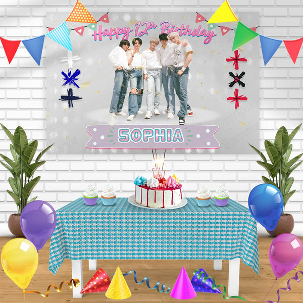 TXT TOMORROW X TOGETHER Boys Band Kpop Bn Birthday Banner Personalized Party Backdrop Decoration