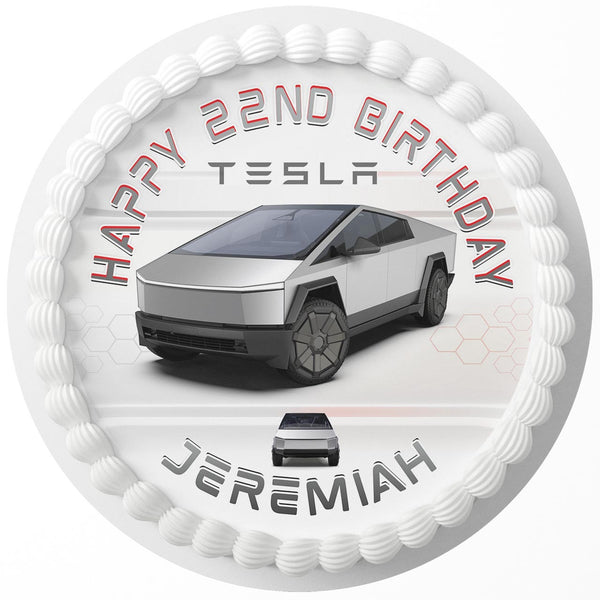 Tesla Cybertruck Rd Edible Cake Toppers Round