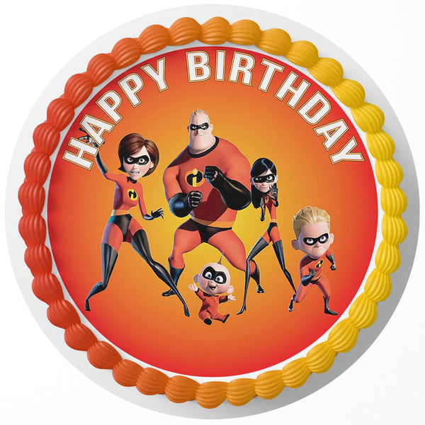 The Incredibles Family 2 Edible Cake Toppers Round