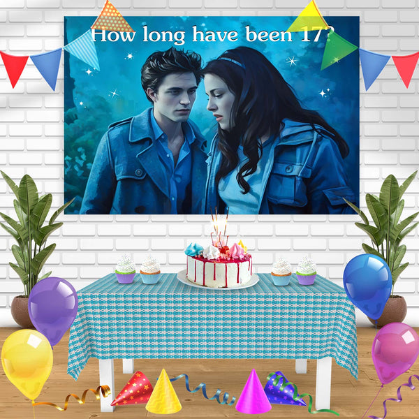 The Twilight Saga How Long Have You Been 17 Meme Bella Swan and Edward Cullen Bn Birthday Banner Personalized Party Backdrop Decoration