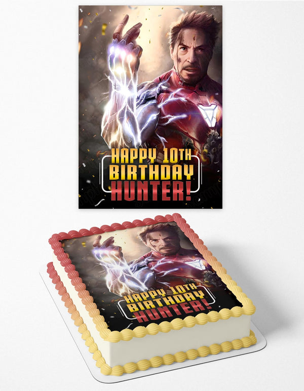 Tony Stark Iron Man Snap Edible Cake Toppers