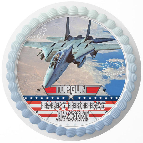 Top Gun Kids Jets Fighter Planes Rd Edible Cake Toppers Round