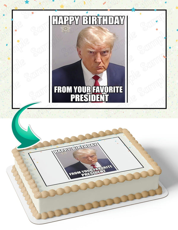 Trump Mug Shot Meme Edible Cake Toppers