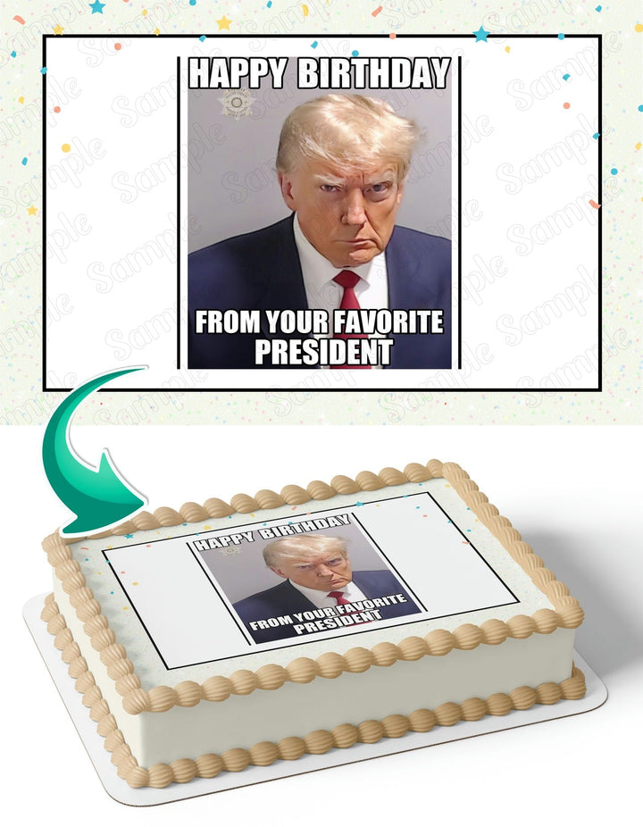 Trump Mug Shot Meme Edible Cake Toppers