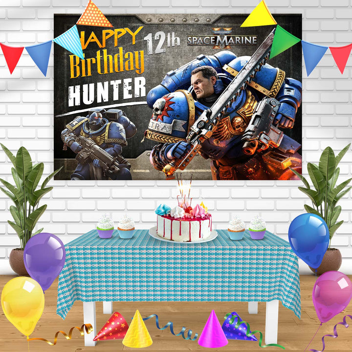 Warhammer 40000 Space Marine II Bn Birthday Banner Personalized Party Backdrop Decoration