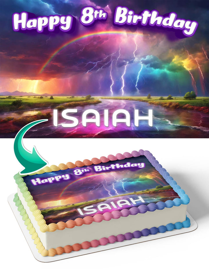 Weather Rainbow Storm LightningClouds Thunder Edible Cake Toppers