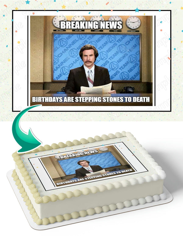 Will Ferrell Anchorman The Legend of Ron Burgundy Meme Edible Cake Toppers