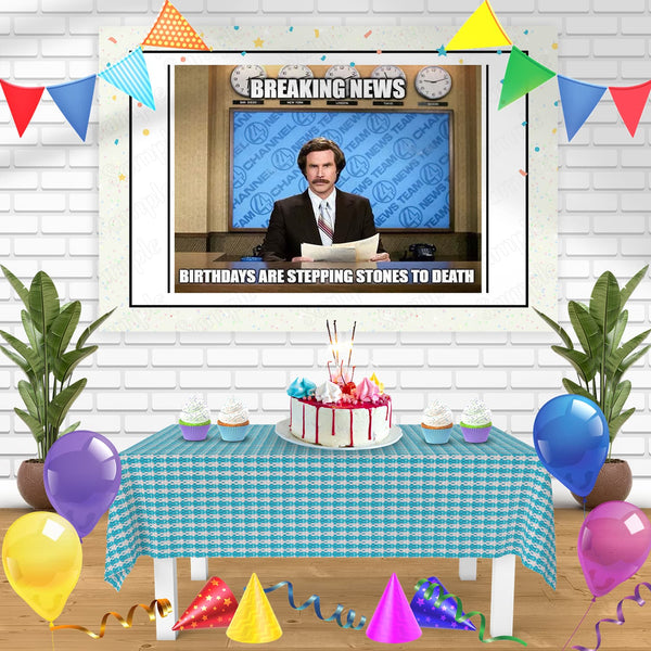 Will Ferrell Anchorman The Legend of Ron Burgundy Meme Bn Birthday Banner Personalized Party Backdrop Decoration