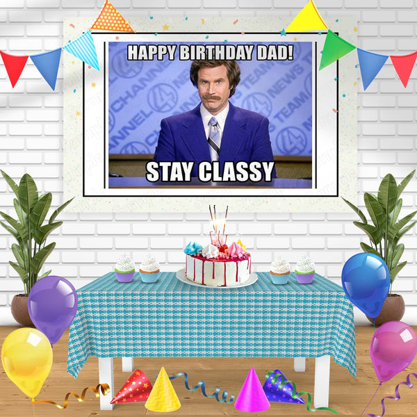 Will Ferrell Anchorman The Legend of Ron Burgundy Meme M2 Bn Birthday Banner Personalized Party Backdrop Decoration